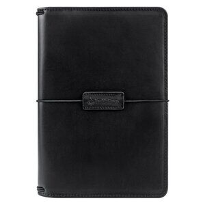 Franklin Covey Compact Black Travelers Leather Elastic Cover
